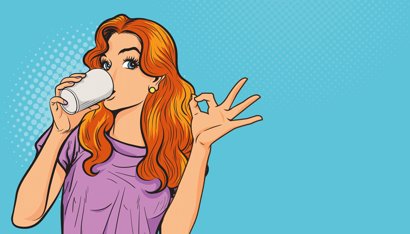 Illustration Mädchen mit Wasserglas