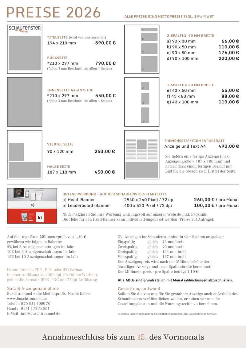 Schaufenster Media&uuml;bersicht 2026